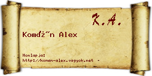 Komán Alex névjegykártya