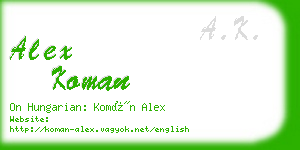 alex koman business card